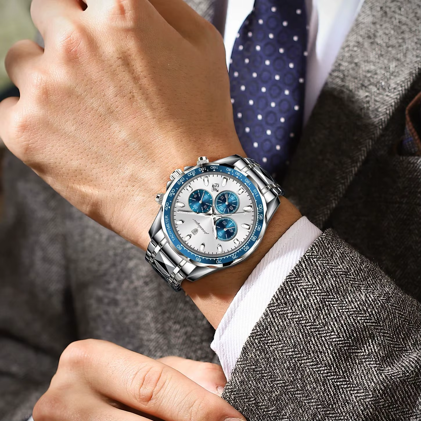 POEDAGAR marque de luxe hommes montre étanche lumineux en acier inoxydable montres pour hommes chron