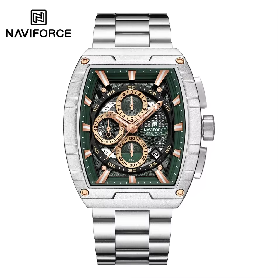 NAVIFORCE-Montre-bracelet à quartz Tonneau pour homme, étanche, chronographe, date automatique, horl