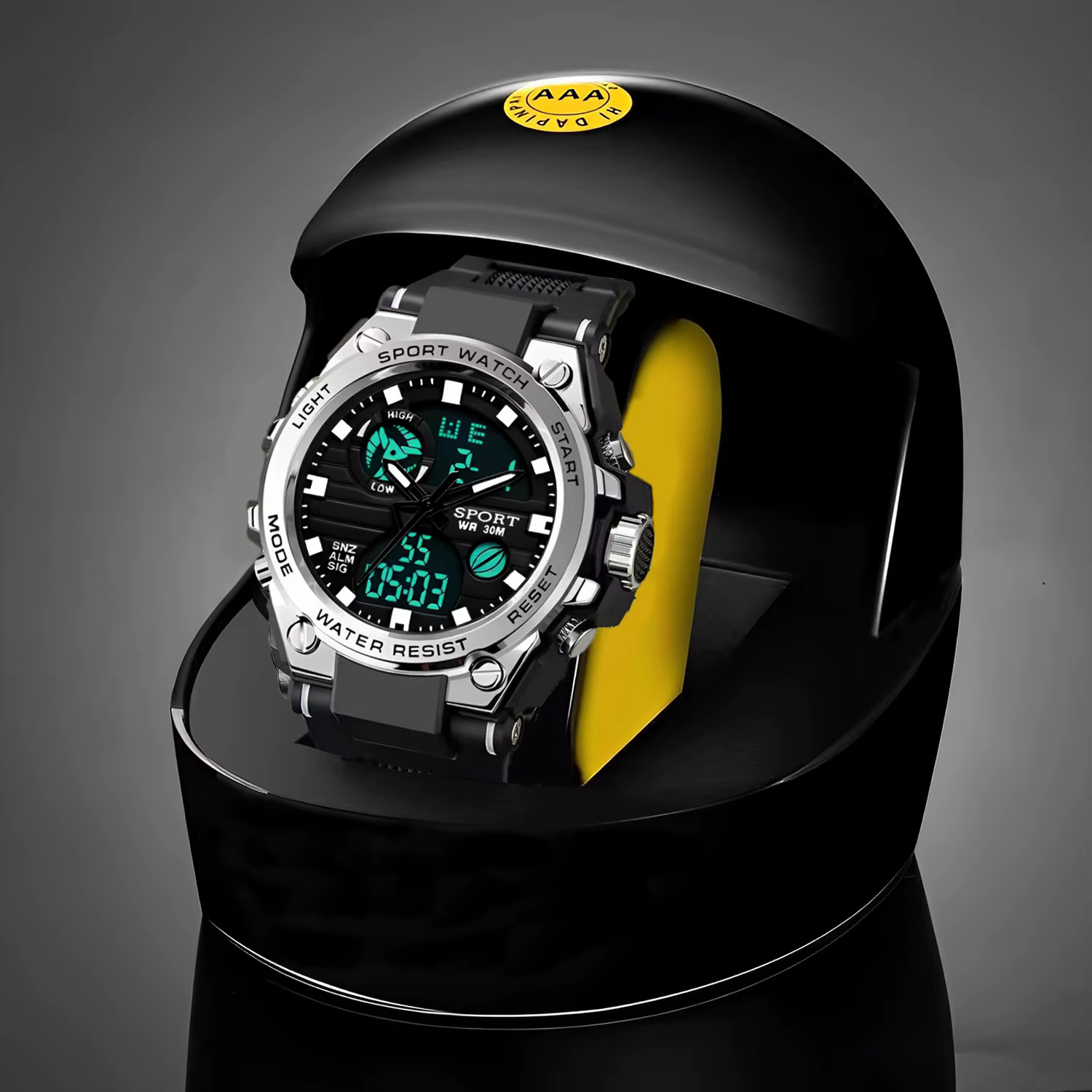Montre électronique lumineuse LED multifonctionnelle avec double affichage, réveil et chronomètre, u