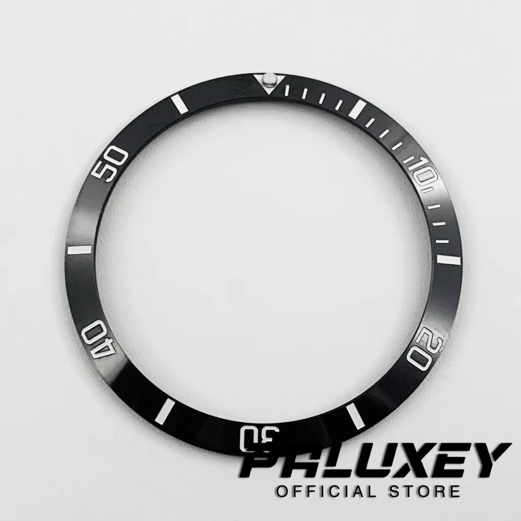 Insert de lunette de montre noir en céramique/aluminium, 37.2mm, adapté au boîtier de montre de 39mm
