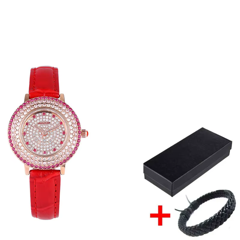 AdrenPalace-Montre à quartz en cuir véritable pour femme, saphir de luxe avec diamants, cadeaux de m