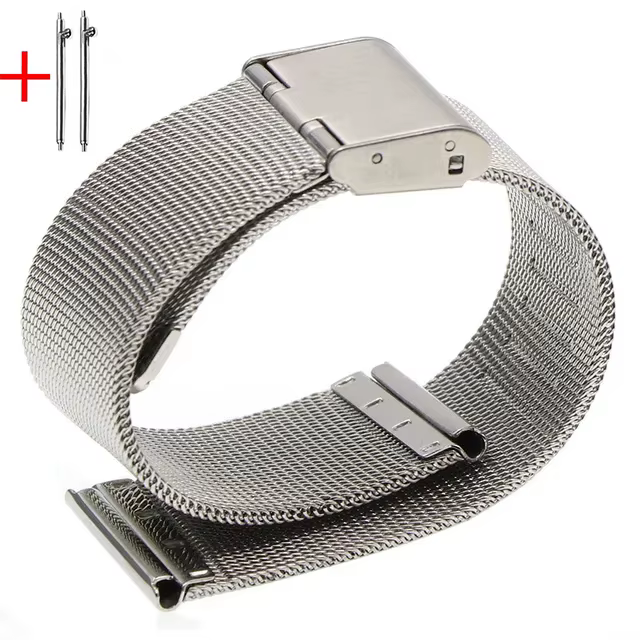 Bracelet milanais universel 12 14 16 18 20mm 22mm 24mm Bracelet en acier inoxydable argenté Bracelet