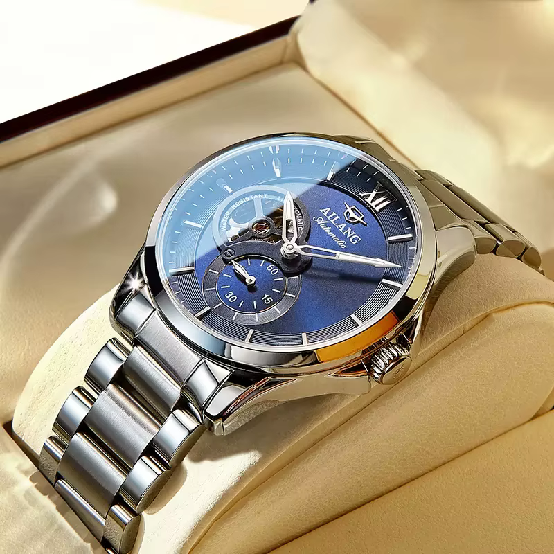 AILANG hommes montres haut de gamme de luxe en acier inoxydable montre mécanique hommes étanche mode