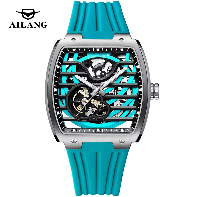 Montre mécanique unisexe automatique, heure mondiale, fonction complète, bracelet en cuir, résistant