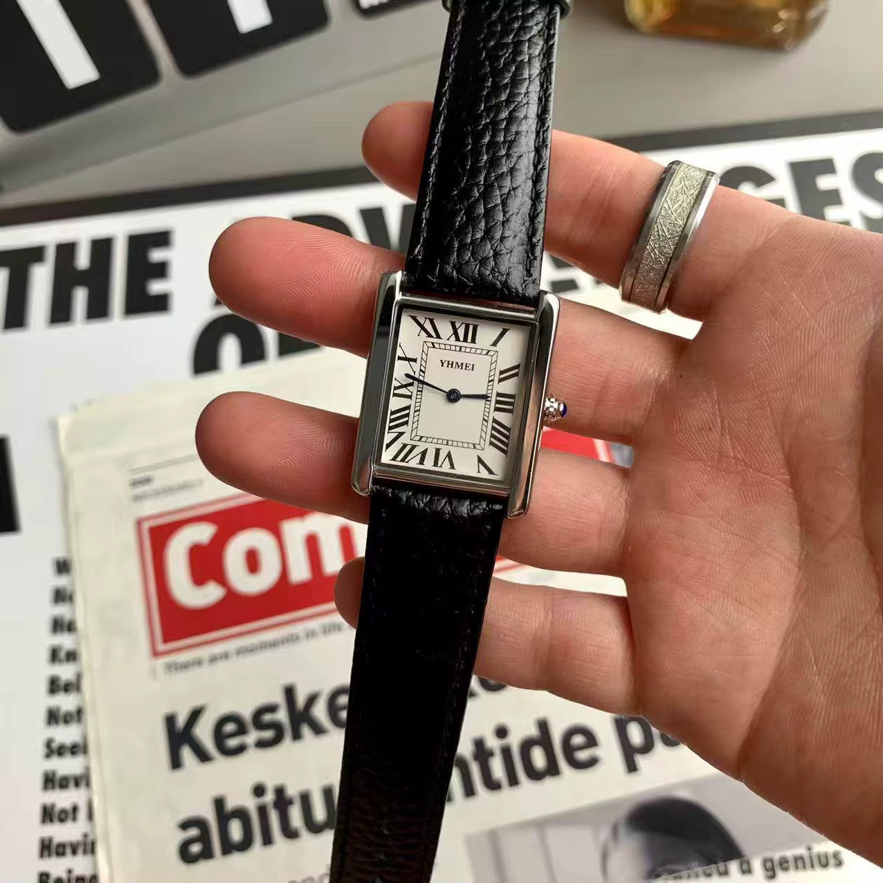 Montre à quartz YHMEI pour homme et femme, rectangulaire, carrée, Orologio, montre-bracelet de luxe 