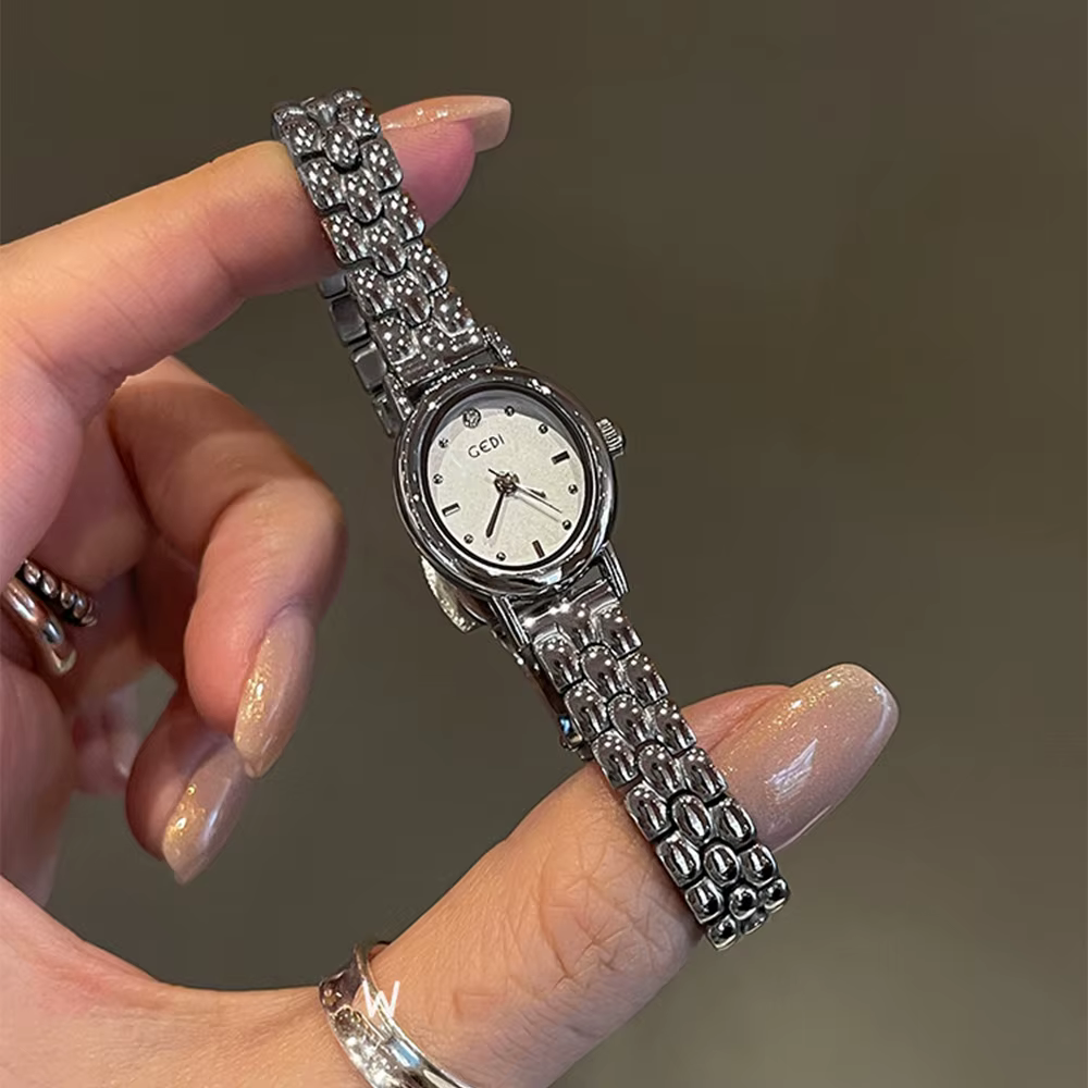Montres GEDI pour femme, montre-bracelet vintage ovale, petite montre, cadeaux, bracelet en acier in