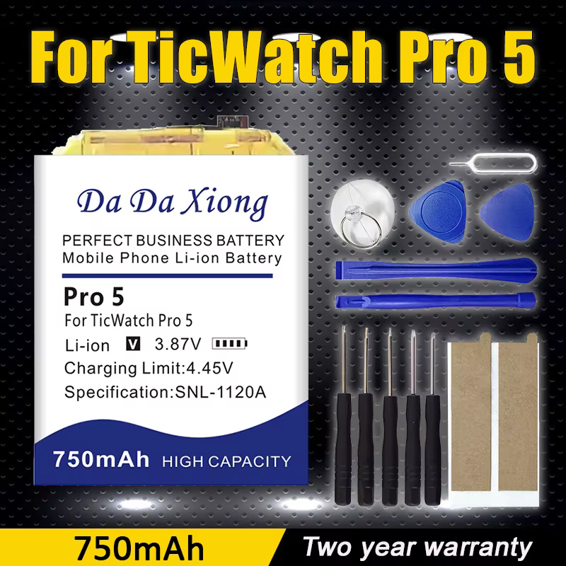 Batterie de remplacement 750 mAh pour votre montre intelligente TicWatch Pro 5 + outils