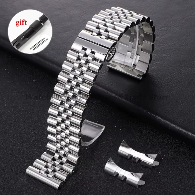 Bracelet de montre en acier inoxydable massif, 12/13/14/16/17/18/19/20/21/22mm, pour Rolex, extrémit