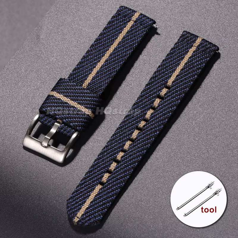 Bracelet de montre en nylon tissé rayé 20mm 22mm à libération rapide, bracelet en tissu pour Seiko,