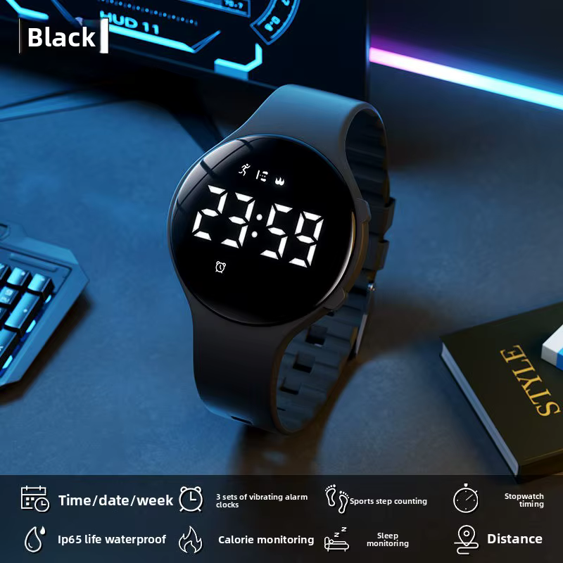 Montre connectée sportive étanche pour étudiants, podomètre, alarme par vibration, montre électroniq