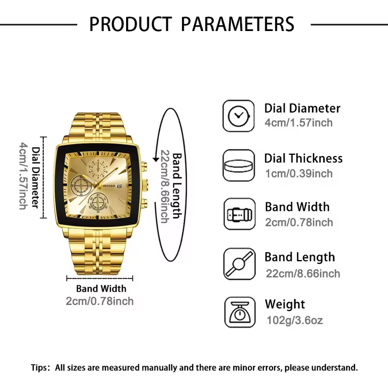 Montre-bracelet à Quartz pour hommes, cadran carré de luxe, mode en acier inoxydable, montres d'affa