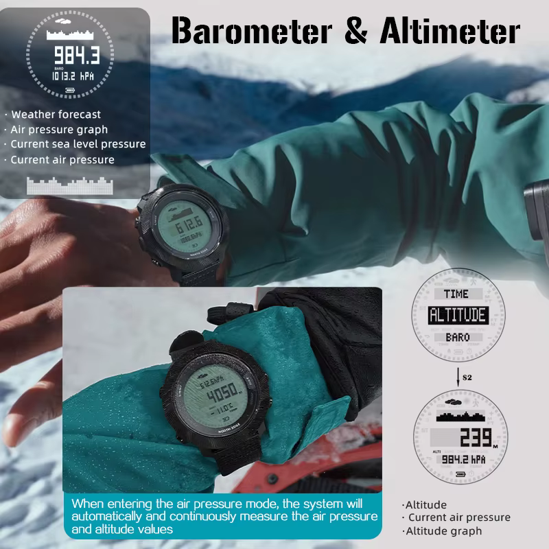 Montre numérique de plongée libre NORTH EDGE APACHE-D pour hommes, sports de plein air, natation, ét
