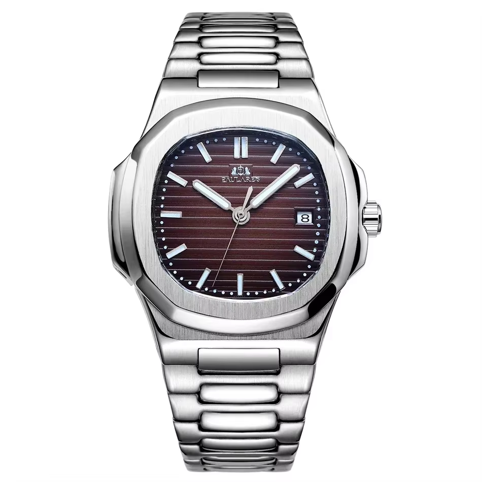 Montres automatiques pour hommes mouvement mécanique lumineux en acier inoxydable cadran bleu gris S