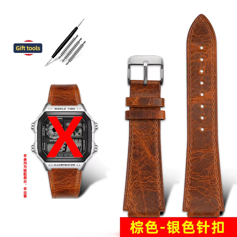 Pour Casio rétro Bracelet de montre en cuir véritable AE1200/1300 A158W/159/A168 F-91W W-216H Bracel