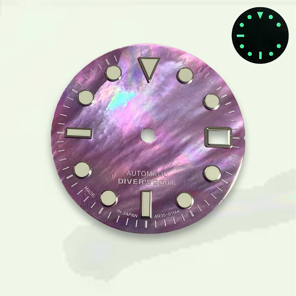 Cadran de montre 28,5 mm S, cadran Fritillaria, compatible avec les mouvements japonais NH35/NH36, c