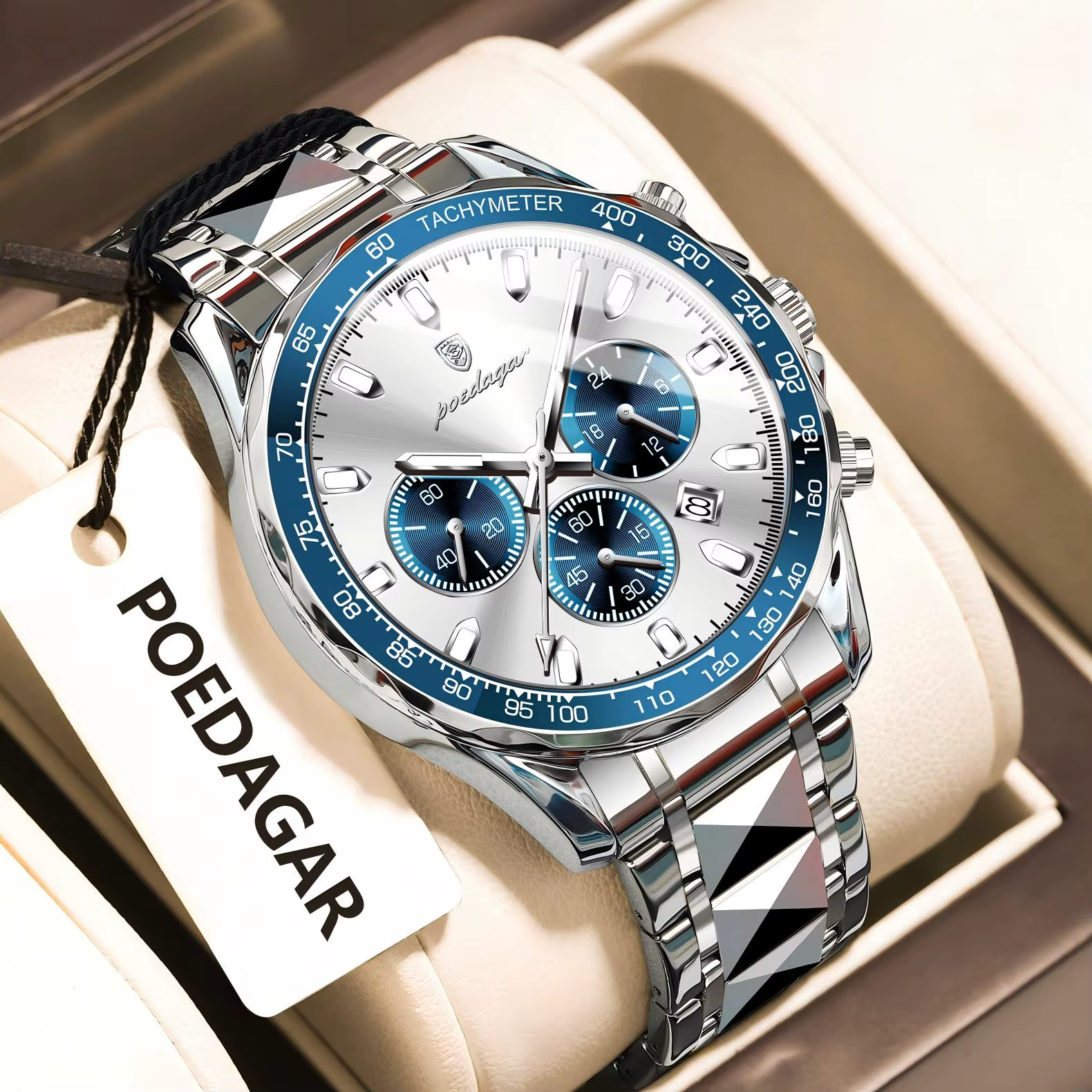 POEDAGAR marque de luxe hommes montre étanche lumineux en acier inoxydable montres pour hommes chron