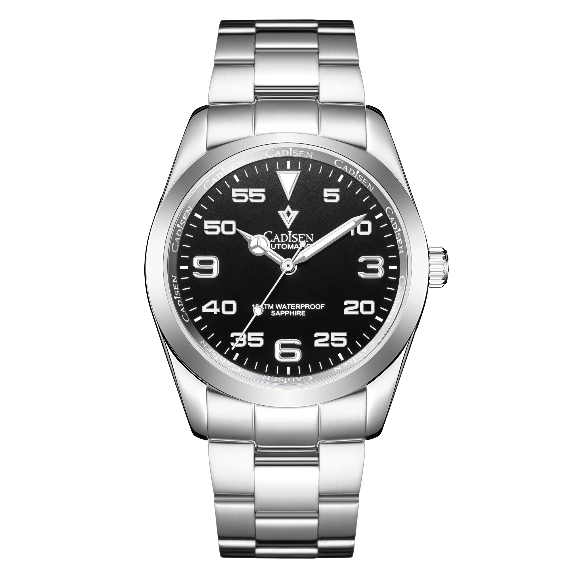CADISEN Montre pour Hommes Top Marque De Luxe Cadran Noir Montres Automatiques Lumineux Étanche Méca