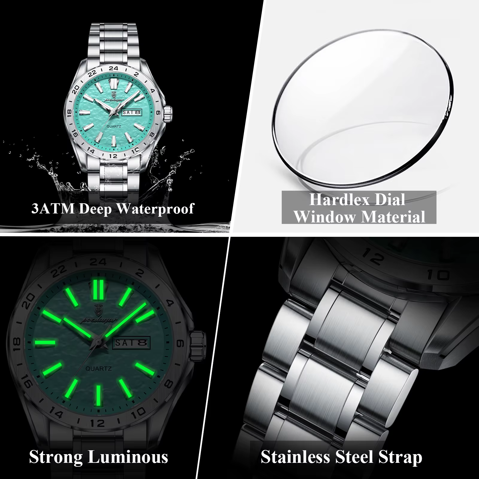 Montre homme POEDAGAR, mode exquise, haute qualité, étanche, lumineuse, montre de travail pour homme