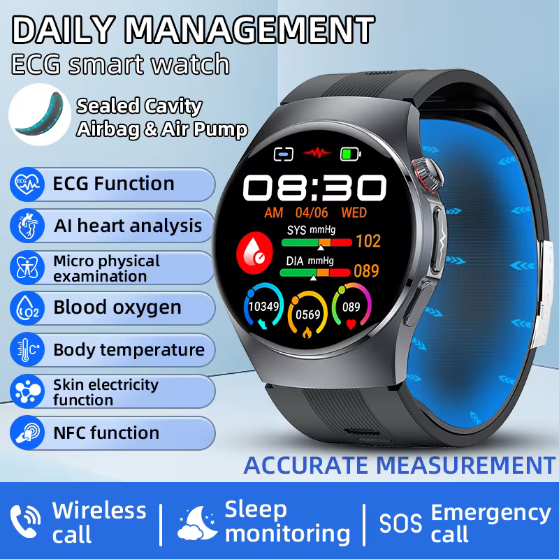 Montre connectée intelligente LIGE avec pompe à air, mesure précise de la pression artérielle, nouve