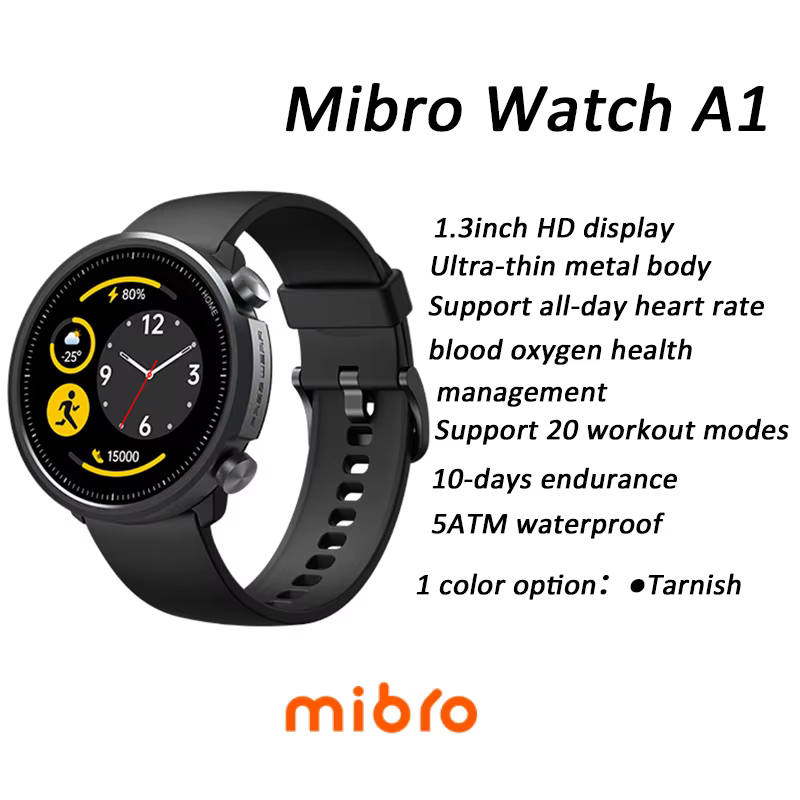 Mibro A1 montre intelligente édition mondiale sang oxygène moniteur de fréquence cardiaque 5ATM étan