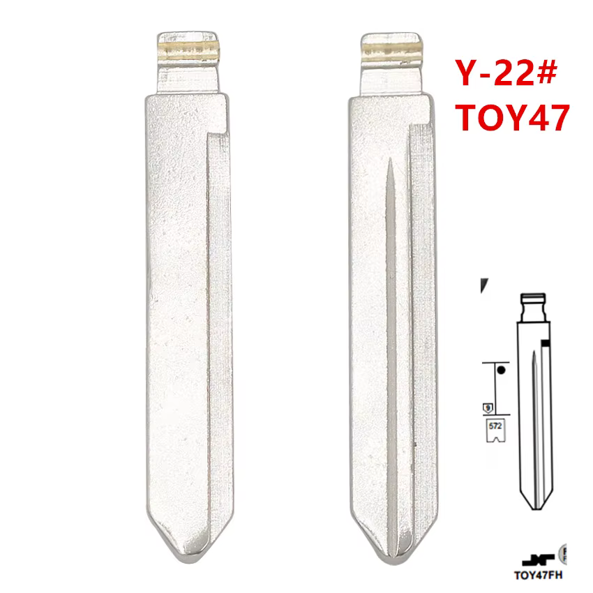 10 pièces Y-22 # KD lame de clé Y22 TOY47 métal non coupé vierge Flip lame de clé de voiture à dista