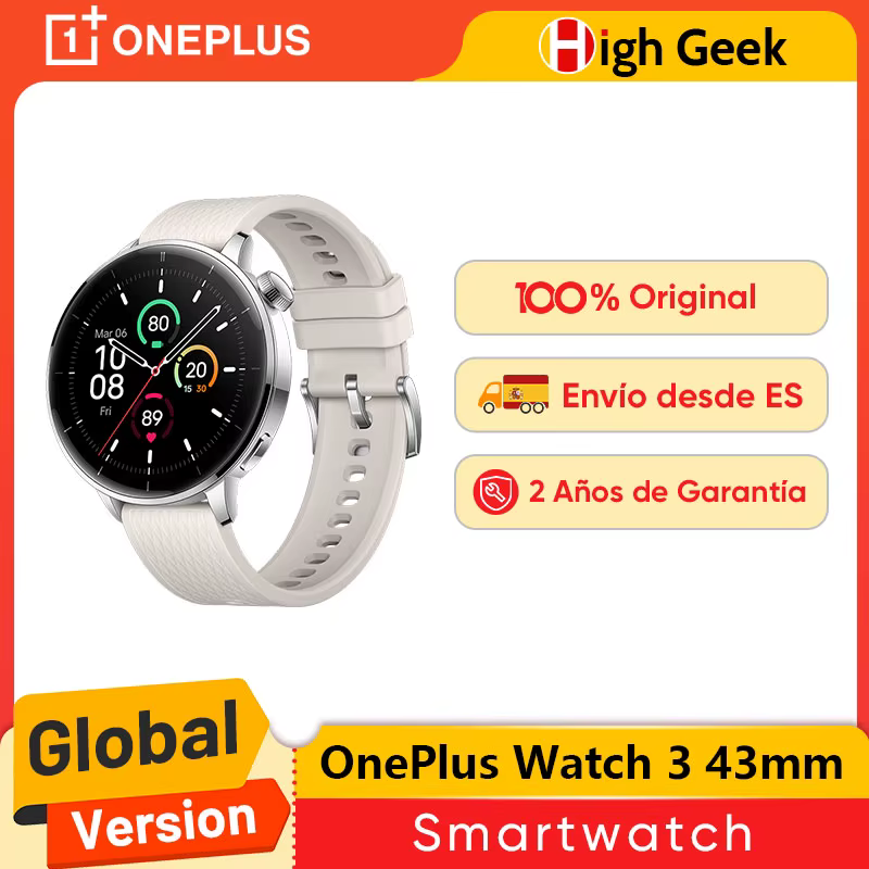 Version mondiale OnePlus Watch 3 Montre connectée 43 mm Écran AMOLED 1,32 pouces Autonomie jusqu'à 6