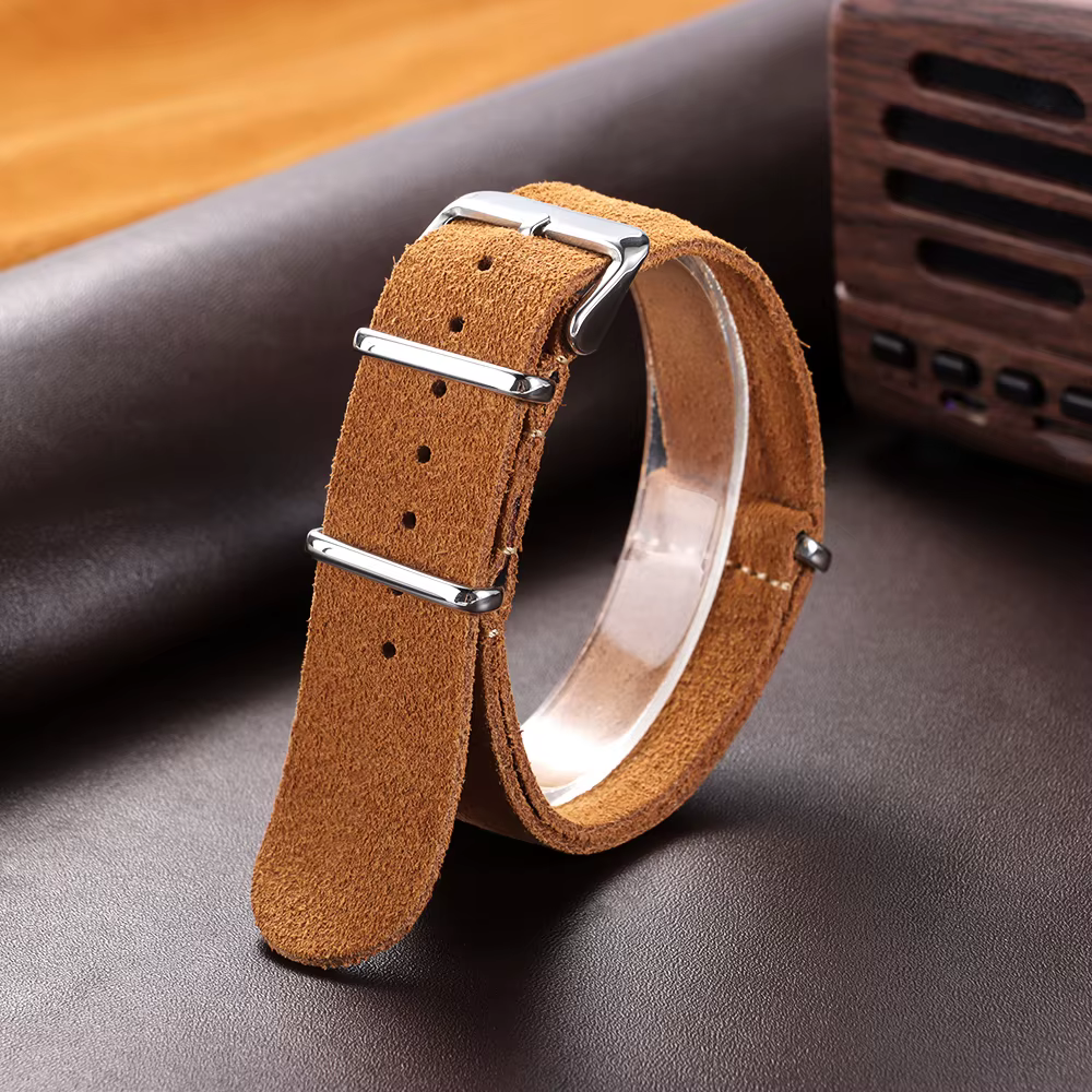 Bracelet de montre en cuir véritable suédé souple vintage 18/20/22/24 mm pour Seiko, pour Omega, pou