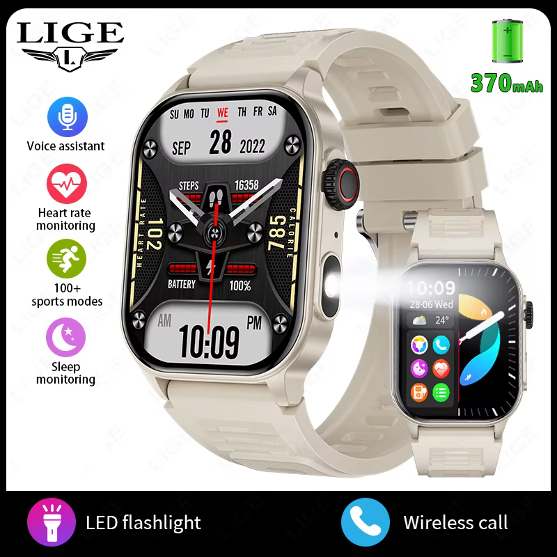 LIGE 2.01 "HD affichage montre intelligente pour hommes femmes moniteur de santé sport Fitness montr