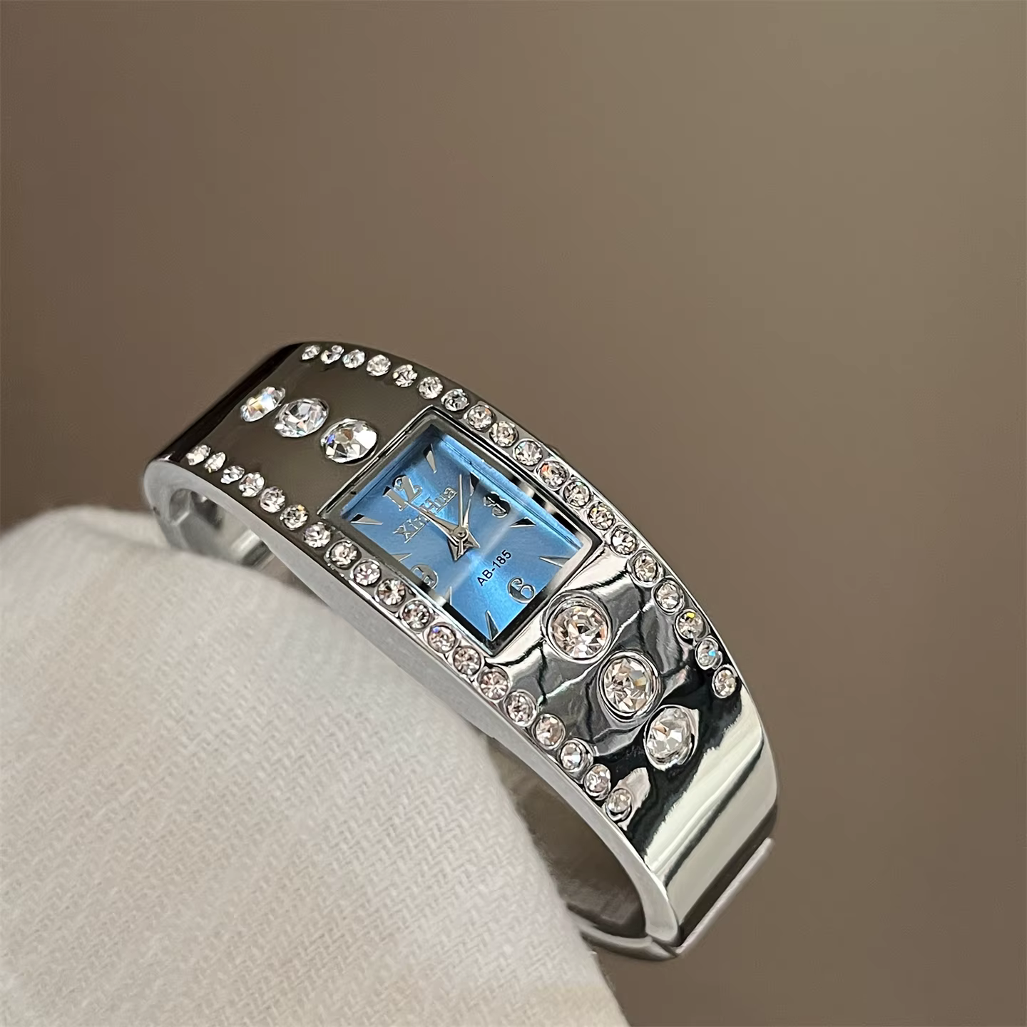 Montre-Bracelet à Quartz Vintage en argent pour femmes, mode élégante, clair, bleu océan, diamants