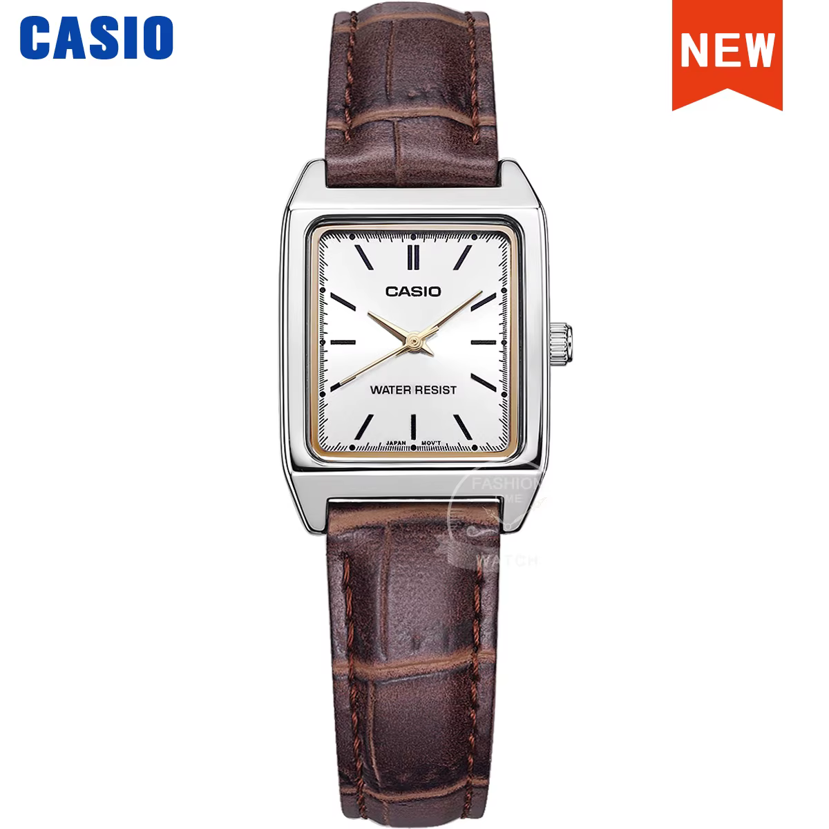 Montre Casio pour femme, cadran carré en cuir, horloge à quartz, Relogio Mulher LTP-V007L/9E/B