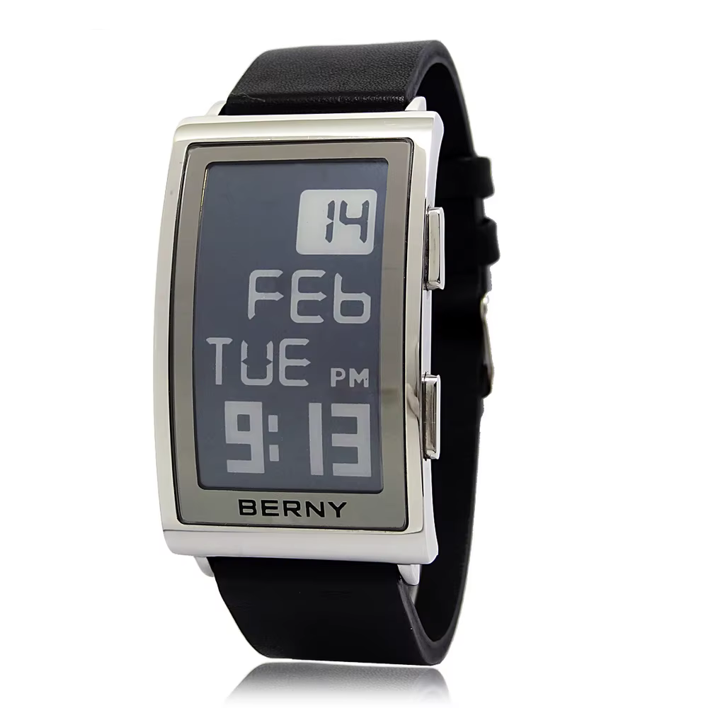 Montre numérique électronique pour hommes, bracelet à encre, boîtier en acier inoxydable, bracelet e