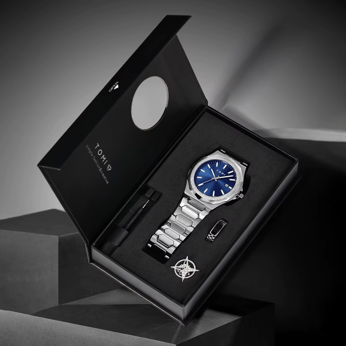 TOMI montre pour hommes d'affaires de luxe coffret cadeau boîtier en or Rose de haute qualité montre