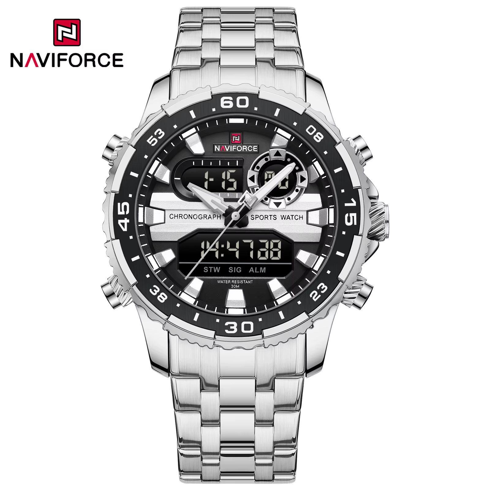 NAVIFORCE-Montre-bracelet analogique numérique à quartz pour homme, montres de sport, militaire, éta