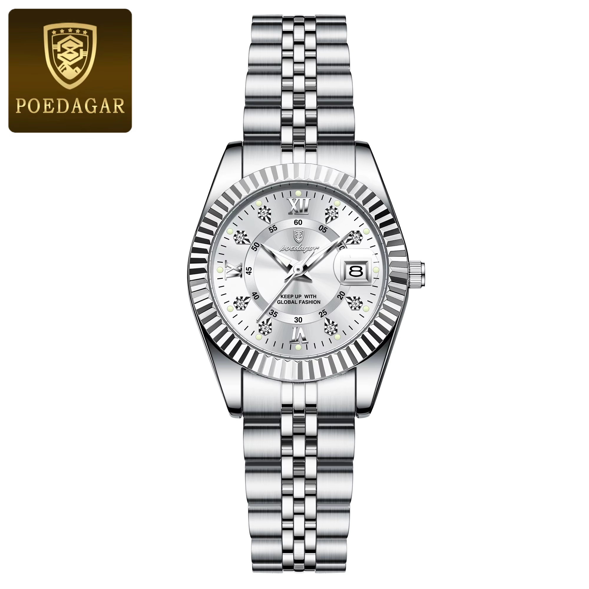 POEDAGAR haut de gamme montre pour femmes étanche en acier inoxydable lumineux Date dames montre Qua