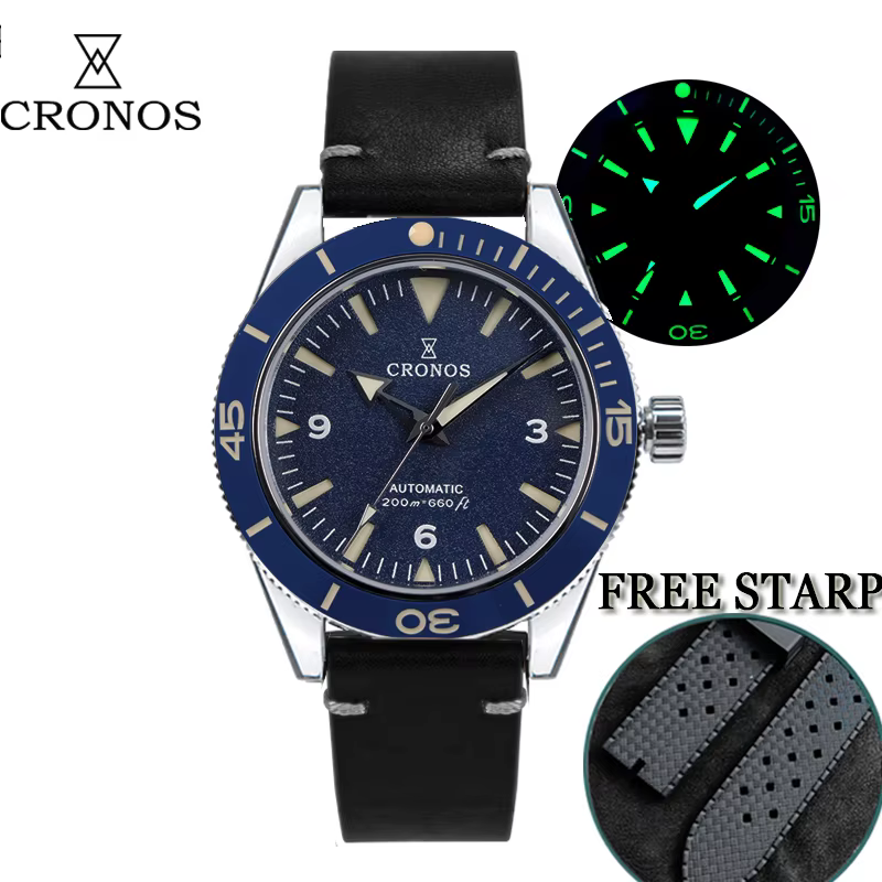 Cronos – montre de plongée Sea Master 300 pour hommes, cadran Sandwich automatique NH35 200M, lunett