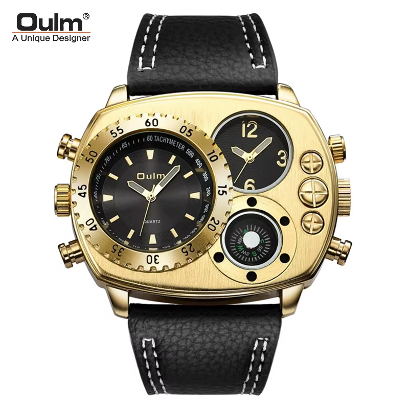 Montre de luxe pour homme, noir, or, argent, montre à quartz, montre-bracelet pour homme, unique, cr