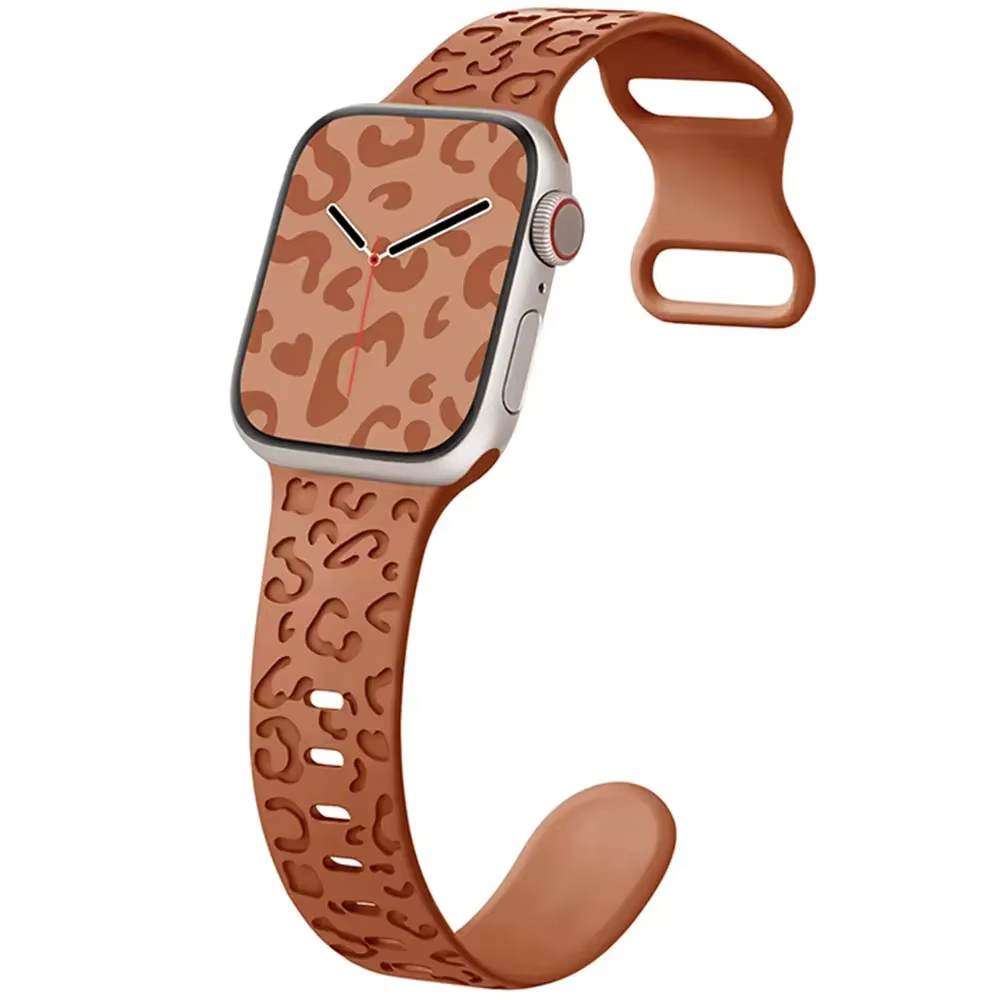 Bracelet léopard gravé pour Apple Watch, bracelet en silicone sport, bande ultra 2, série iWatch 9,
