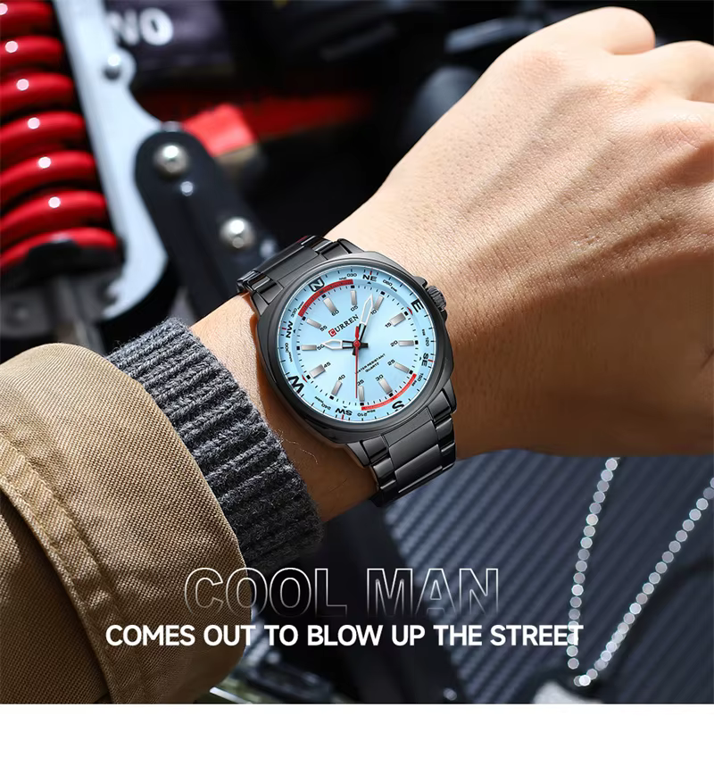 CURREN 8455 montre à Quartz de mode pour hommes affaires bracelet en acier inoxydable veilleuse étan