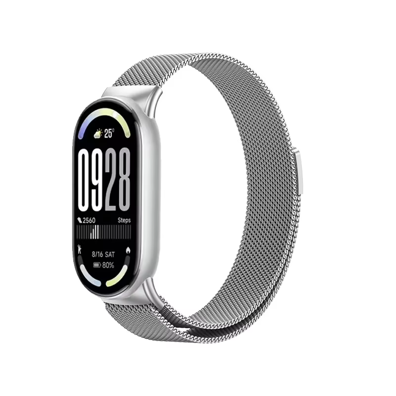 Bracelet à boucle milanaise pour Xiaomi Band 10, magnétique en métal, en acier inoxydable, confortab