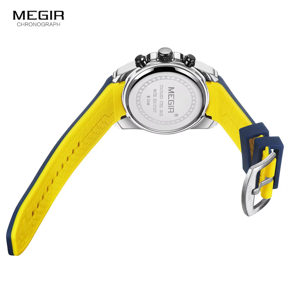 MEGIR hommes montres de Sport militaire hommes étanche mode bleu bracelet en Silicone montre-bracele