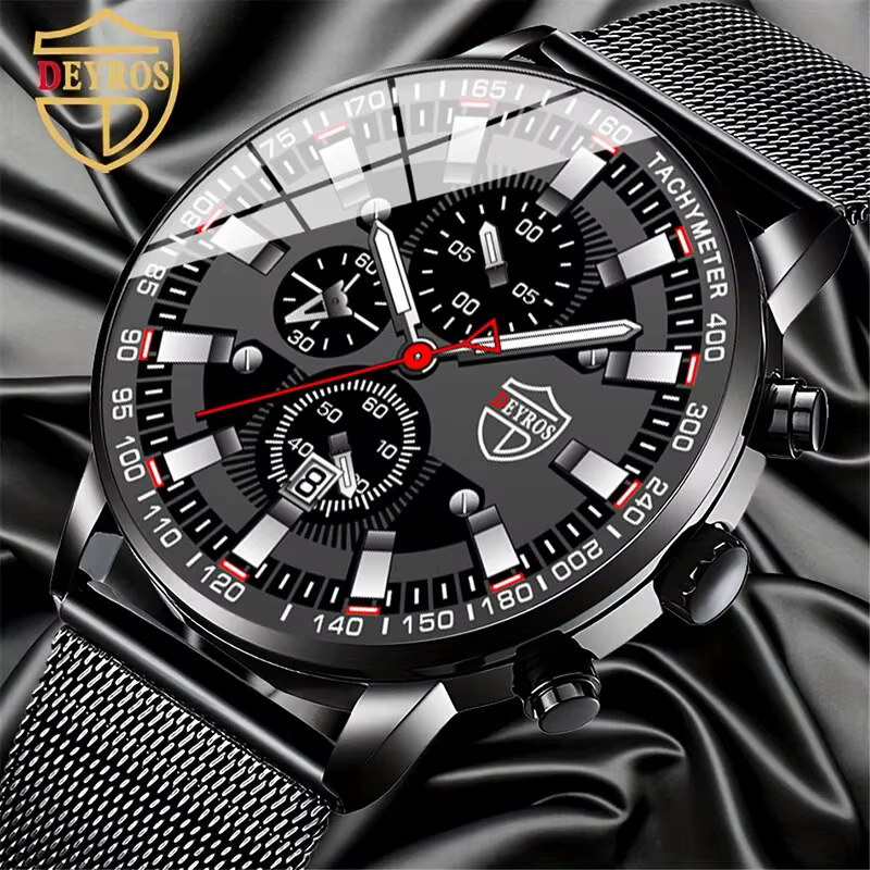 DEYROS luxe hommes d'affaires montre-bracelet à Quartz calendrier mode hommes montre de sport décont