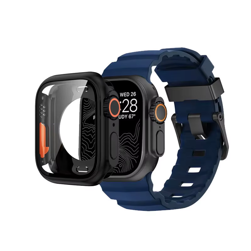 Bracelet en Silicone + boîtier change vers Ultra pour Apple Watch Ultra 10 9 8 7 6 5 4 SE pour iWatc