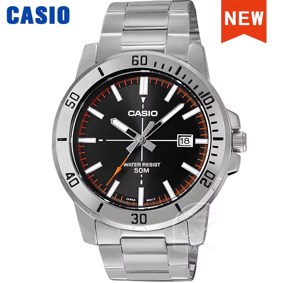 Montre Casio pour hommes Bracelet en acier inoxydable styles d'affaires relogio masculino MTP-VD01D