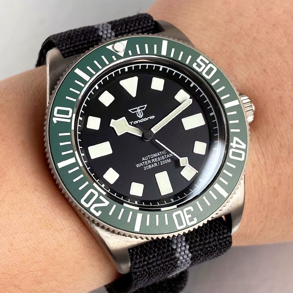 Montre mécanique pour homme Tandorio 42 mm rétro FXD Japan NH35 PT5000 avec boîtier en titane, saphi