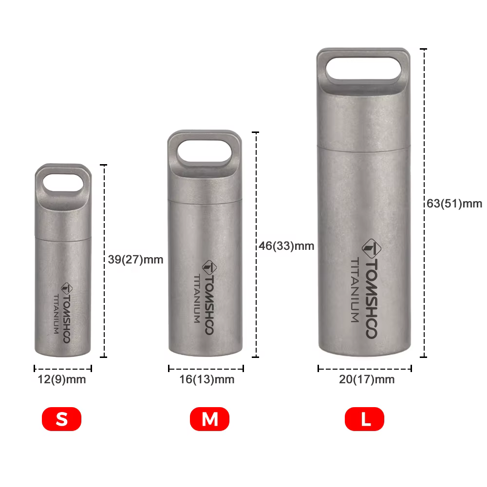 Tomshoo – Mini boîte à pilules de rangement étanche et scellée en titane, étui de parfum, pendentifs