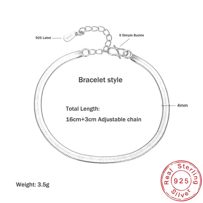Chaîne de cheville classique simple en os de serpent pour femme, bijoux en argent sterling 925, styl