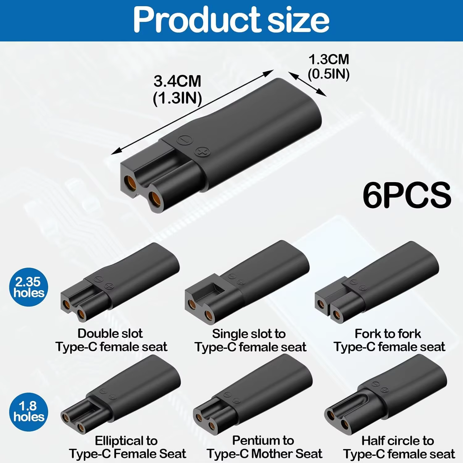 Adaptateur de chargeur USB de remplacement de type C Brangdy 6 pièces, adapté à tous les types de to