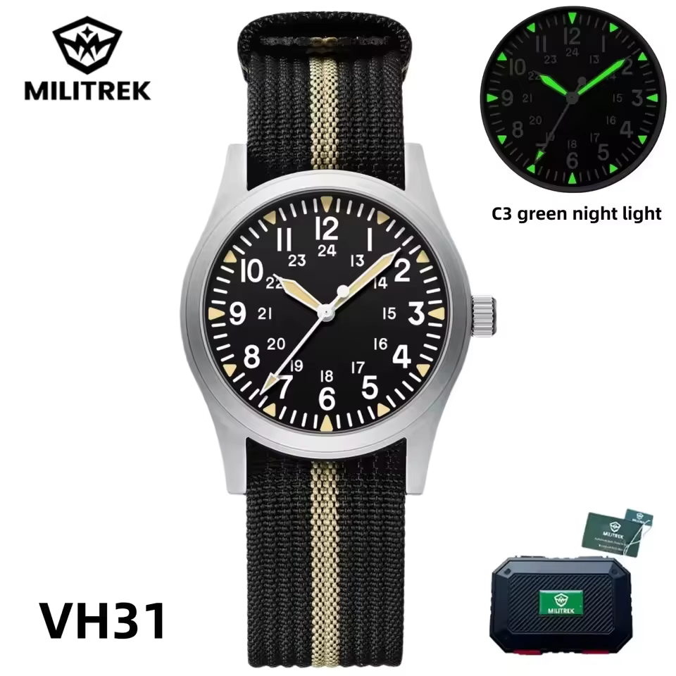MT9001 montre à Quartz VH31 pour hommes militaire robuste champ extérieur 100M étanche avec verre sa
