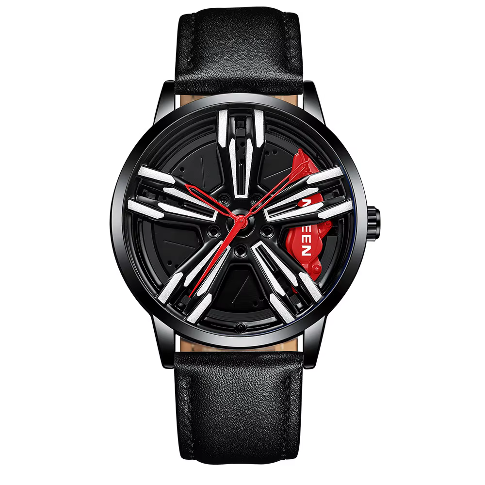FNGEEN montre de course pour hommes personnalisé Super voiture jante conception en acier inoxydable