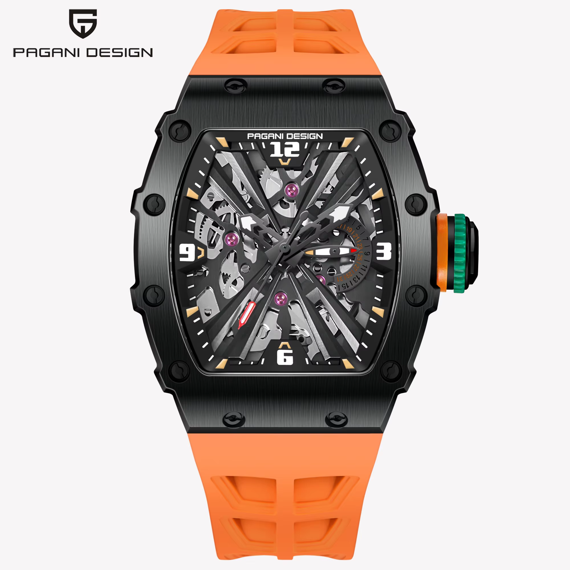 Montre à quartz pour homme PAGANI DESIGN, mouvement VH65, 42 mm, design tonneau audacieux, verre sap